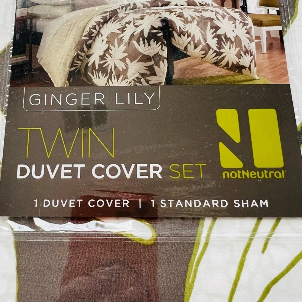 NWT notNeutral Ginger Lily Twin Duvet Cover Set – Modern Floral, 2-Piece, Cotton